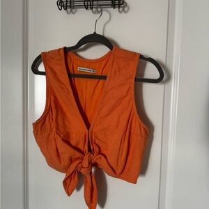 Abercrombie & Fitch Orange Tie-Front Tank Top